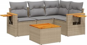 vidaXL Patio Sofa Set 5-θέσια Beige and Grey