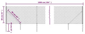 Συρματόπλεγμα Περίφραξης Ασημί 0,8 x 10 μ. με Καρφωτές Βάσεις - Ασήμι
