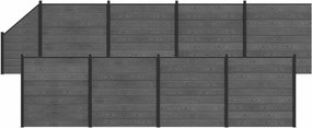 vidaXL Πάνελ Φράχτη 9 pcs WPC και Αλουμίνιο Γκρι