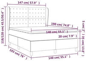vidaXL Κρεβάτι Boxspring με Στρώμα Taupe 140x190 εκ. Υφασμάτινο