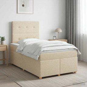 vidaXL Κρεβάτι box spring με στρώμα Κρεμ 120 x 200 cm Ύφασμα