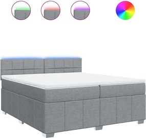 vidaXL Κρεβάτι Boxspring με Στρώμα Ανοιχτό Γκρι 200x200 εκ. Υφασμάτινο