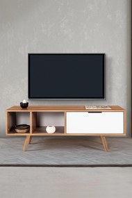 Έπιπλο Τηλεόρασης Καρυδί / Λευκό RECOR 130x35x18