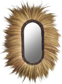 Καθρέπτης Τοίχου Οβάλ HM7803 Από Ίνες Rayung Grass 110x5x160cm Natural-Black Ψάθα