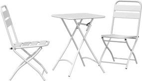 vidaXL Σετ μπιστρό 3 pcs Λευκό Ατσάλι