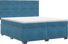 vidaXL Κρεβάτι box spring με στρώμα Μπλε 200 x 200 cm Βελούδο