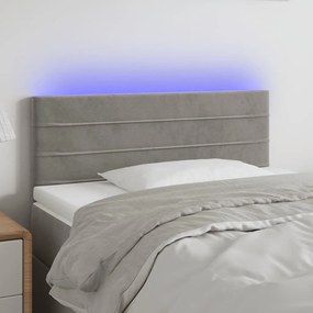 Κεφαλάρι Κρεβατιού LED Ανοιχτό Γκρι 90x5x78/88 εκ. Βελούδινο 3121788