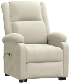 vidaXL Πολυθρόνα Μασάζ με Ανύψωση Κρεμ Βελούδινη