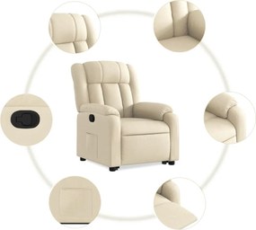 vidaXL Πολυθρόνα Ανακλινόμενη με Ανύψωση Κρεμ Υφασμάτινη