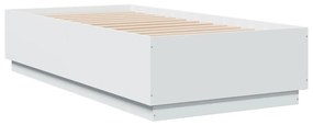 vidaXL Πλαίσιο Κρεβατιού με LED Λευκό 75x190εκ. από Επεξεργασμένο Ξύλο