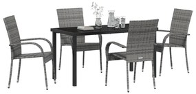 vidaXL Σετ Εξωτερικού Χώρου 5 Τεμαχίων - Γκρι Πολυ Rattan