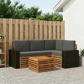 vidaXL Σειρά Καναπέ Εξωτερικού 5 pcs Φυσικό και Ανθρακί