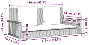 Παγκάκι Κούνια Μπεζ 119x56x48 εκ. Συνθετικό Ρατάν με Μαξιλάρια - Μπεζ