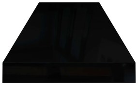 Ράφι Τοίχου Γυαλιστερό Μαύρο 80 x 23,5 x 3,8 εκ. MDF - Μαύρο