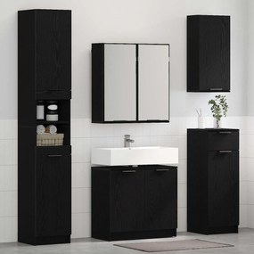 vidaXL Σετ Επίπλων Μπάνιου με ράφι 4 pcs Μαύρη Οξυά Επεξεργασμένο ξύλο
