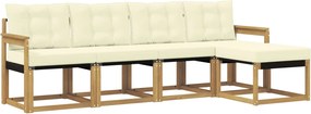 vidaXL Σειρά Καναπέ Εξωτερικού με μαξιλάρι 5 pcs Λευκό και Κρεμ