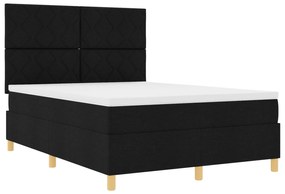 vidaXL Κρεβάτι με Στρώμα Μαύρο 140x200 cm Ύφασμα