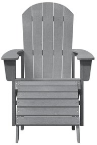 vidaXL Καρέκλα Adirondack με Υποπόδιο Ανοιχτό Γκρι HDPE