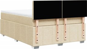 vidaXL Κρεβάτι Boxspring με Στρώμα Κρεμ 140x200 εκ. Υφασμάτινο