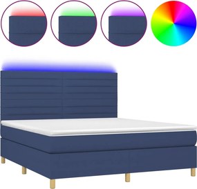 vidaXL Κρεβάτι Boxspring με Στρώμα &amp; LED Μπλε 160x200 εκ. Υφασμάτινο