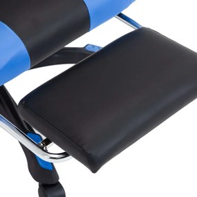 Καρέκλα Racing με Υποπόδιο Μπλε/Μαύρη από Συνθετικό Δέρμα - Μπλε