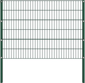 vidaXL Πάνελ Περίφραξης με Στύλους Σιδερένιο Πράσινο 1212 x 120 εκ.