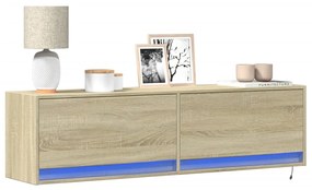 Έπιπλο Τοίχου Τηλεόρασης με LED Sonoma Δρυς 140x31x38 εκ.