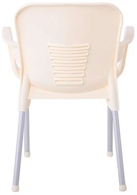 LARA-II Πολυθρόνα Dining Στοιβαζόμενη, ALU Silver, PP Εκρού