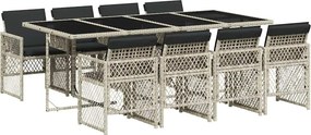 vidaXL Σετ Τραπεζαρίας Κήπου 9 τεμ. Αν. Γκρι Συνθ. Ρατάν με Μαξιλάρια