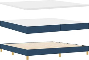 vidaXL LED Κρεβάτι με βάθρο με κεφαλάρι Μπλε 200 x 200 cm ύφασμα