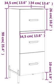 Ντουλάπι Καφέ Δρυς 34,5 x 34 x 90 εκ. Επεξεργασμένο Ξύλο - Καφέ