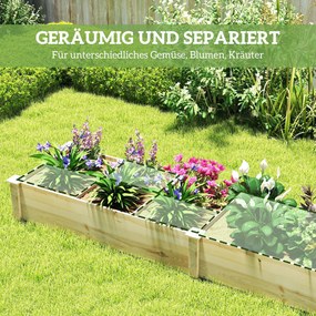 Outsunny Υπερυψωμένο παρτέρι, γλάστρα, 2 τεμαχίων, ανοιχτός πάτος, φυσικό ξύλινο πλαίσιο, εύκολη συναρμολόγηση, 237 x 60 x 25cm