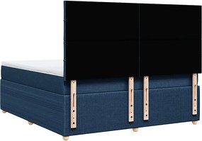 vidaXL Κρεβάτι Boxspring με Στρώμα Μπλε 180x200 εκ. Υφασμάτινο
