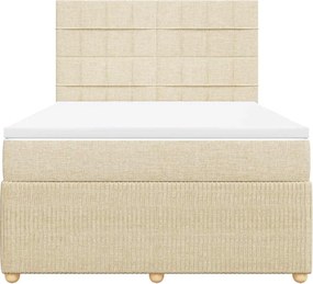 vidaXL Κρεβάτι Boxspring με Στρώμα Κρεμ 140x190 εκ. Υφασμάτινο