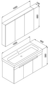 Πάγκος TREND Ανθρακί MDF 18mm Λάκα 105 S3BTRED105AB 105x46x58cm