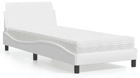 vidaXL Κρεβάτι με Στρώμα Λευκό 90x200 εκ. από Συνθετικό Δέρμα