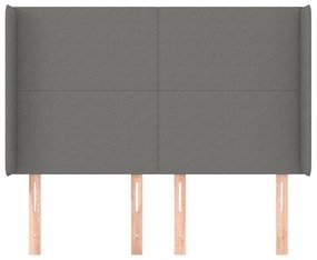 Κεφαλάρι με Πτερύγια Σκούρο Γκρι 147x16x118/128 εκ. Υφασμάτινο 3119299