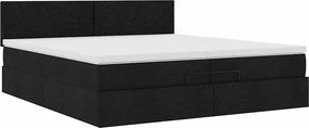 vidaXL Οθωμανικό κρεβάτι με στρώμα Μαύρο 200x200 cm Ύφασμα