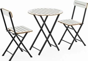 Stewehome Στρογγυλό Bistro Σετ Τραπέζι και Καρέκλες Κήπου / Λευκό