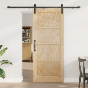 vidaXL Συρόμενη Πόρτα με Σετ Υλικών 83x202 εκ. Συμπαγές Ξύλο Πεύκου