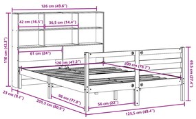 ΚΡΕΒΑΤΙ ΒΙΒΛΙΟΘΗΚΗ ΧΩΡΙΣ ΣΤΡΩΜΑ ΚΑΦΕ 120X200 ΕΚ ΜΑΣΙΦ ΠΕΥΚΟ 3321916