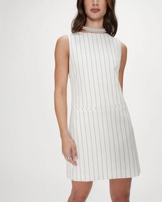 Κοντό ριγέ φόρεμα από μείγμα λινού, VEA
