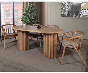 Τραπεζαρία Riva Masa T (Σετ 5Τμχ) 117FRF1277 170x90x75cm Natural Four Seater Wood, Fabric