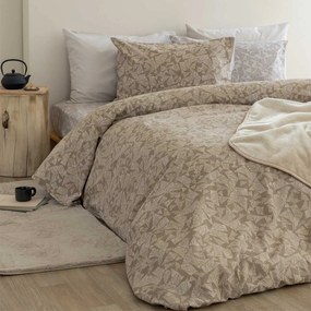 Φανελένια Σεντόνια Υπέρδιπλα (Σετ) Palamaiki Flannel FB0225 Μπεζ ΜΕ ΛΑΣΤΙΧΟ 170x200+32