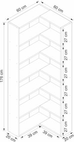 Βιβλιοθήκη Λευκό ANOCAR 60x20x176