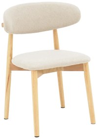 Καρέκλα Ubene pakoworld rubberwood και ύφασμα σε φυσική και μπεζ απόχρωση 46x58x79εκ