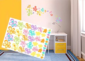 Διακοσμητικά αυτοκόλλητα τοίχου πολύχρωμα λουλούδια - 50x70