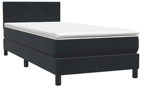 Κρεβάτι Boxspring με Στρώμα Μαύρο 80x220 εκ. Βελούδινο - Μαύρο