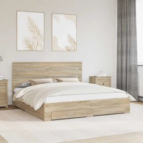 vidaXL Σκελετός Κρεβατιού Δρύς Sonoma 180 x 200 cm Επεξεργασμένο ξύλο