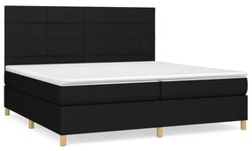 Κρεβάτι Boxspring με Στρώμα Μαύρο 200x200 εκ. Υφασμάτινο - Μαύρο